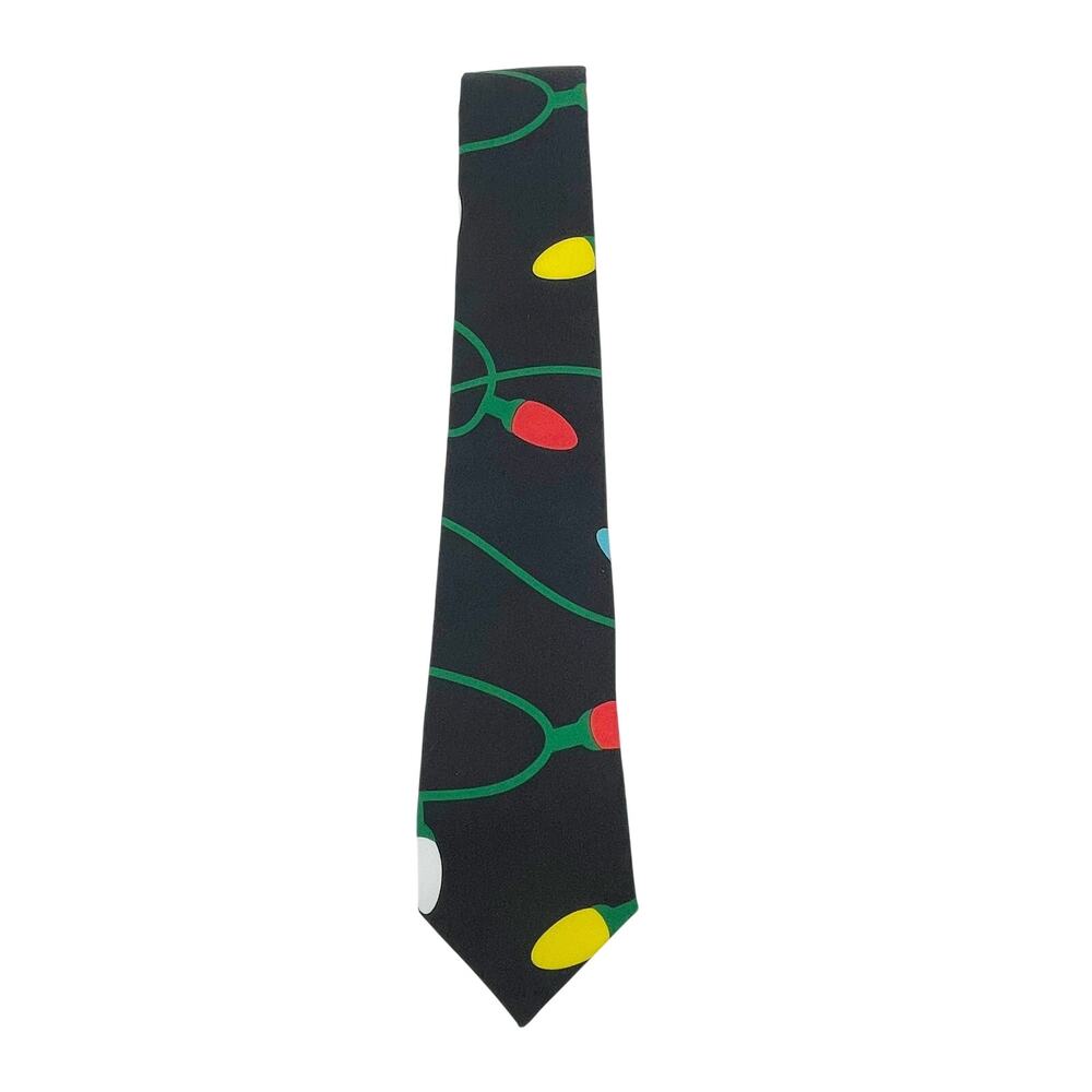 Tipsy Elves Men's Black Multicolor Christmas Lights Holiday Party Tie 58 Inches